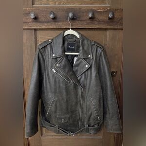 Madewell Distressed Leather Oversized Motorcycle Jacket